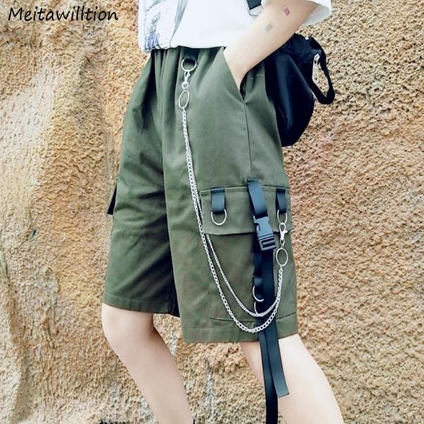 women's shorts autumn 2021 women cargo half pants with chain ladies high waist wide leg korean harajuku loose, White;black
women's shorts autumn 2021 women cargo half pants with chain ladies high waist wide leg korean harajuku loose, White;black