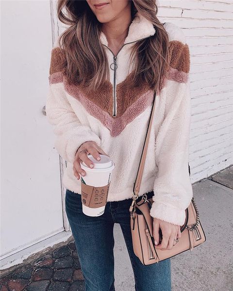 women's sweaters 2021 autumn women casual mohair pullover zipper v neck fleece sweater fashion sweet loose warm winter coat, White;black
women's sweaters 2021 autumn women casual mohair pullover zipper v neck fleece sweater fashion sweet loose warm winter coat, White;black