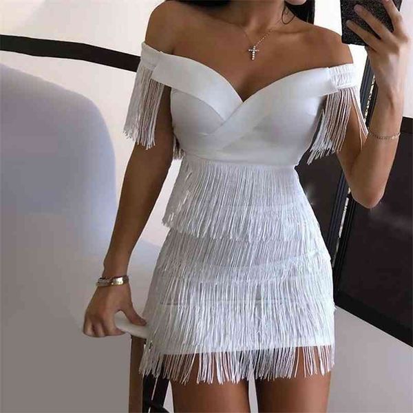 sleeveless bodycon mini dress women white off shoulder tassel female short dresses summer party club bandage vestidos 210630, Black;gray
sleeveless bodycon mini dress women white off shoulder tassel female short dresses summer party club bandage vestidos 210630, Black;gray