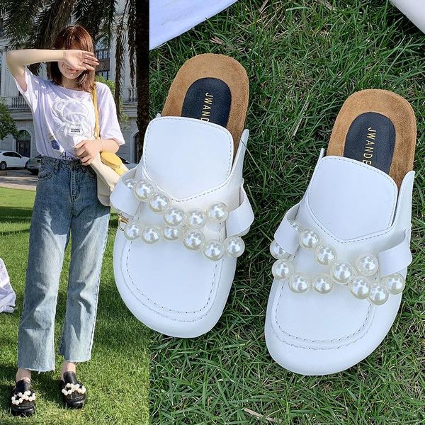 slippers 2021 spring baotou half women fashion outer wear ins tide pearl flat bottom lazy shoes women's, Black
slippers 2021 spring baotou half women fashion outer wear ins tide pearl flat bottom lazy shoes women's, Black