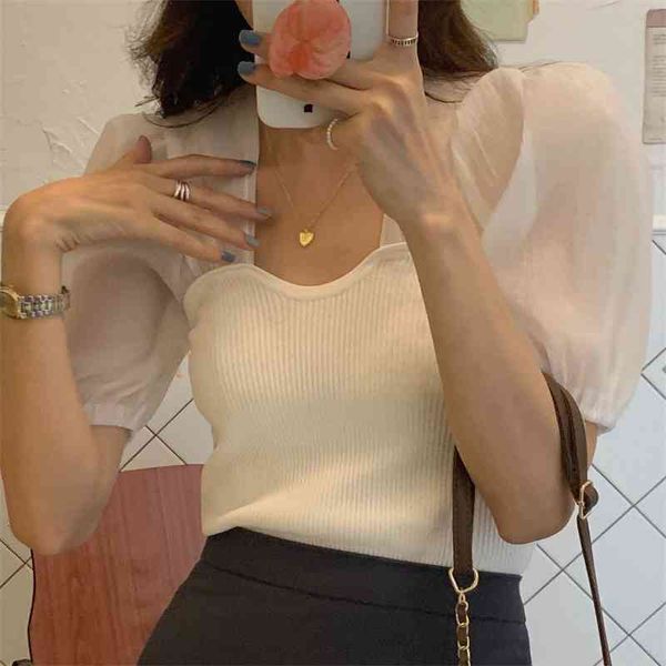 women's knits & tees patchwork knitwear slim vintage puff sleeves 2021 chic casual office lady summer streetwear basic blouses ysg, White
women's knits & tees patchwork knitwear slim vintage puff sleeves 2021 chic casual office lady summer streetwear basic blouses ysg, White