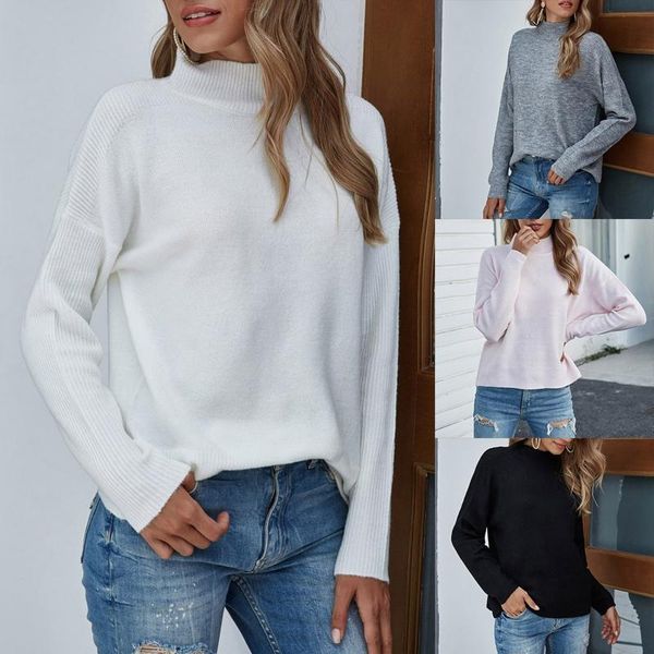 women sweaters 2021 autumn winter crewneck pure color sweater knitted casual long sleeve jumper soft warm pull femme women's, White;black
women sweaters 2021 autumn winter crewneck pure color sweater knitted casual long sleeve jumper soft warm pull femme women's, White;black