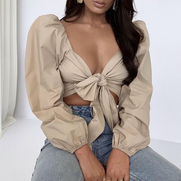 women's blouses & shirts women fashion solid color blouse bowknot tie pleated ladies long sleeve crop for club party khaki/white
women's blouses & shirts women fashion solid color blouse bowknot tie pleated ladies long sleeve crop for club party khaki/white