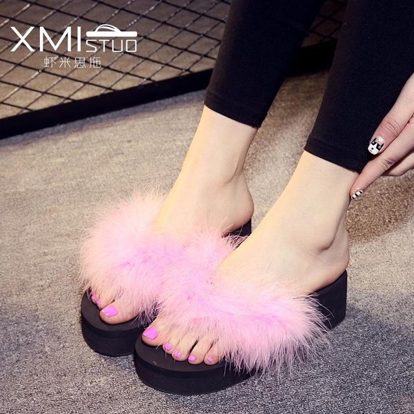 slippers summer women muffin bottom real hair feather flip flop korean version thick waterproof shoes woman, Black
slippers summer women muffin bottom real hair feather flip flop korean version thick waterproof shoes woman, Black
