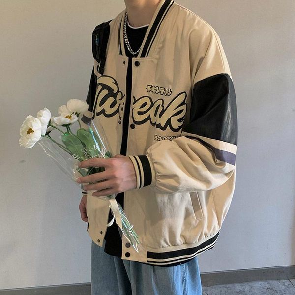 men's jackets ins fashion patchwork baseball jacket 2021 spring autumn loose couples casual, Black;brown
men's jackets ins fashion patchwork baseball jacket 2021 spring autumn loose couples casual, Black;brown