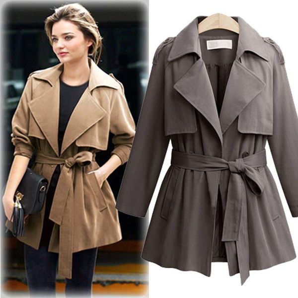 women's trench coats autumn winter women coat plus size fashion turn-down collar casual solid sashes slim for larger outerwear, Tan;black
women's trench coats autumn winter women coat plus size fashion turn-down collar casual solid sashes slim for larger outerwear, Tan;black