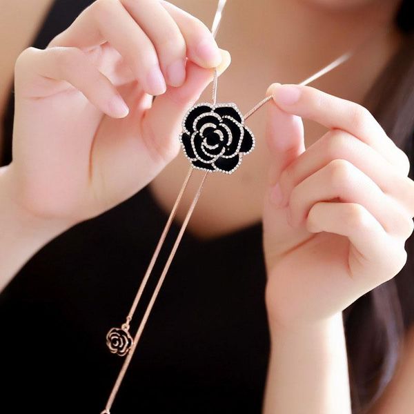 pendant necklaces camellia flowers luxury sweater chain jewelry collier femme long necklace for women, Silver
pendant necklaces camellia flowers luxury sweater chain jewelry collier femme long necklace for women, Silver