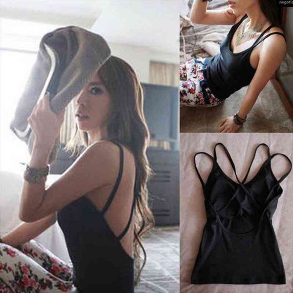 fashion backless women tank spaghetti strap shirt model padded bra wrap vest chest cropped, White
fashion backless women tank spaghetti strap shirt model padded bra wrap vest chest cropped, White