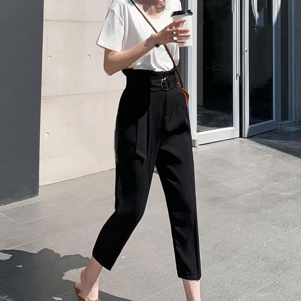 women's pants & capris 2021 spring women casual pockets high waist elegant pencil work female femme trousers, Black;white
women's pants & capris 2021 spring women casual pockets high waist elegant pencil work female femme trousers, Black;white