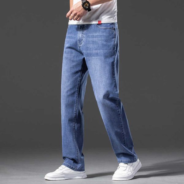 jeans summer men's loose fitting straight tube high waist elastic summer ultra thin busins casual fattening oversize pants, Blue
jeans summer men's loose fitting straight tube high waist elastic summer ultra thin busins casual fattening oversize pants, Blue