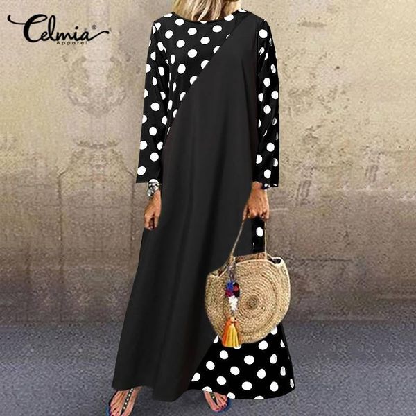celmia bohemian dress women's vintage printed long sleeve polka dot patchwork maxi dresses casual shirt vestidos party robe, Black;gray
celmia bohemian dress women's vintage printed long sleeve polka dot patchwork maxi dresses casual shirt vestidos party robe, Black;gray