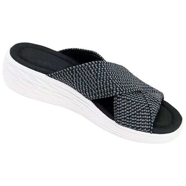 summer women casual shoes stretch cross slide sandals summer beach wedge platform slippers shoes slip on slides sandals, Black
summer women casual shoes stretch cross slide sandals summer beach wedge platform slippers shoes slip on slides sandals, Black