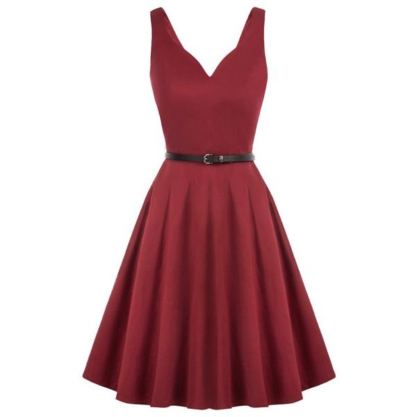 summer women dresses elegant retro v-neck dress with belt sleeveless u-back flared vintage knee length a-line cotton casual, Black;gray
summer women dresses elegant retro v-neck dress with belt sleeveless u-back flared vintage knee length a-line cotton casual, Black;gray