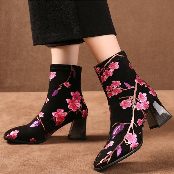 dress shoes women velvet rough high heels embroider flowers wedding party pumps lady hi-slip on round toe ankle boots casual, Black
dress shoes women velvet rough high heels embroider flowers wedding party pumps lady hi-slip on round toe ankle boots casual, Black