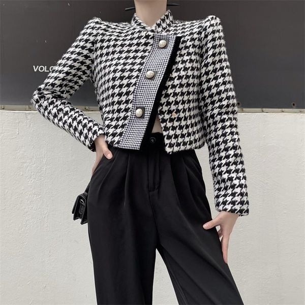 women's jackets women fashion retro houndstooth plaid short jacket long sleeve elegant single breast coat cardigan chic lady irregular, Black;brown
women's jackets women fashion retro houndstooth plaid short jacket long sleeve elegant single breast coat cardigan chic lady irregular, Black;brown
