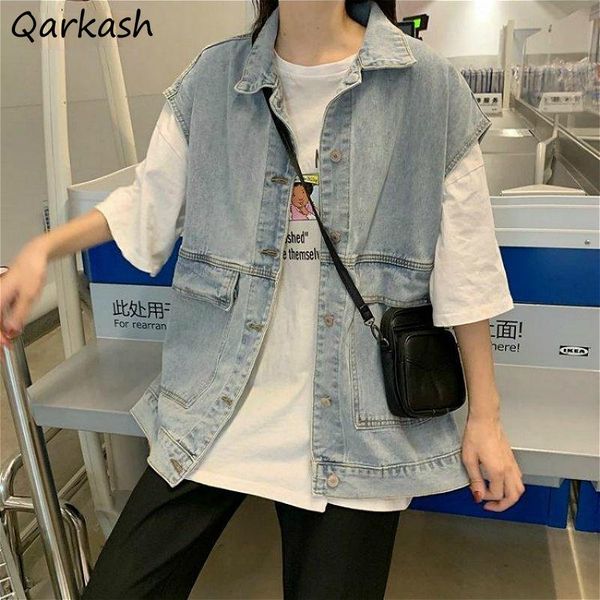 basic jackets women spring ins simple sleeveless chic lady outwear big pocket stylish harajuku all-match teens street women's, Black;brown
basic jackets women spring ins simple sleeveless chic lady outwear big pocket stylish harajuku all-match teens street women's, Black;brown