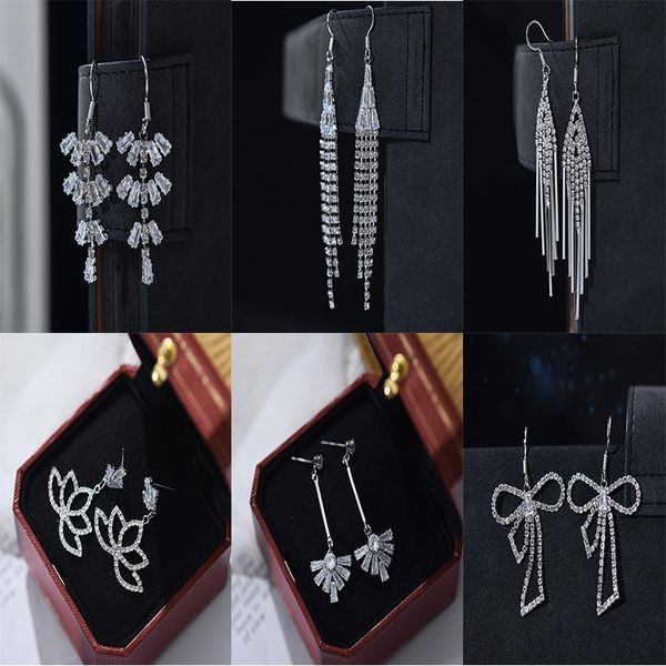 dangle & chandelier cubic zircon bridal wedding long earrings hangers crystal shiny fan-shaped lotus bow tassel ladies earings fashion women, Silver
dangle & chandelier cubic zircon bridal wedding long earrings hangers crystal shiny fan-shaped lotus bow tassel ladies earings fashion women, Silver