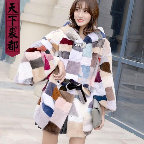 winter autumn women genuine jacket hooded belt color block loose fashion brand lady real coat plus size women's & faux fur, Black
winter autumn women genuine jacket hooded belt color block loose fashion brand lady real coat plus size women's & faux fur, Black