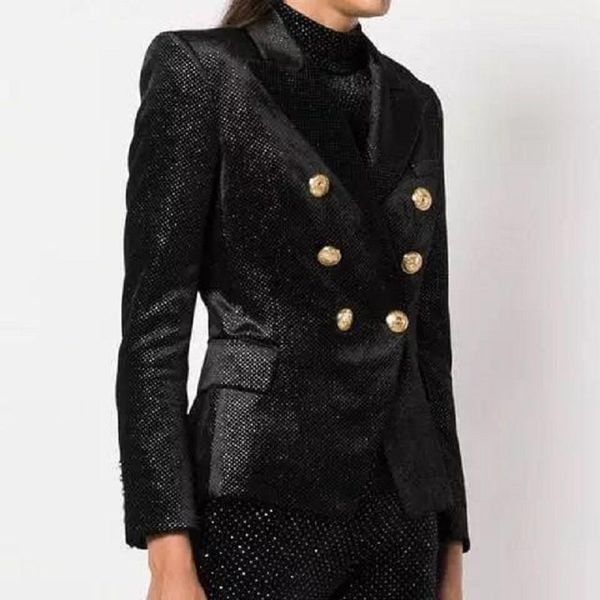women's suits & blazers 2021 winter women black luxury sequins blazer coat runway designer double breasted gold buttons ladies party ov, White;black
women's suits & blazers 2021 winter women black luxury sequins blazer coat runway designer double breasted gold buttons ladies party ov, White;black
