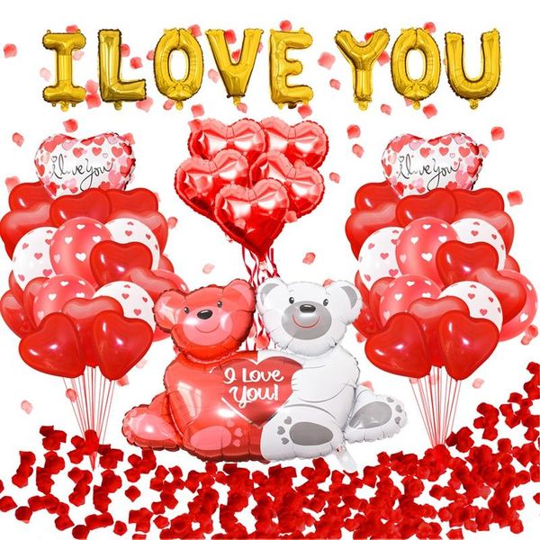 party decoration i love you balloons with couple teddy balloon heart kit red rose petals valentine wedding decor
party decoration i love you balloons with couple teddy balloon heart kit red rose petals valentine wedding decor
