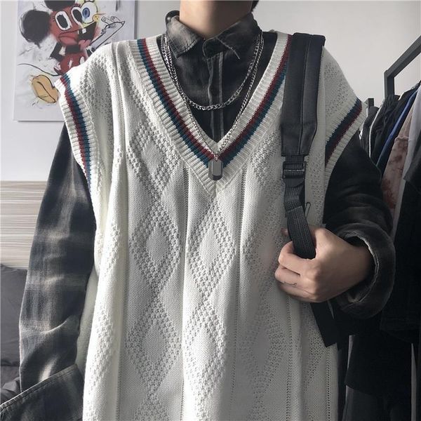 ins harajuku style retro fashion simple wild embroidery v-neck vest outer wear knitted sweater men and women couples tide men's vests, Black;white
ins harajuku style retro fashion simple wild embroidery v-neck vest outer wear knitted sweater men and women couples tide men's vests, Black;white