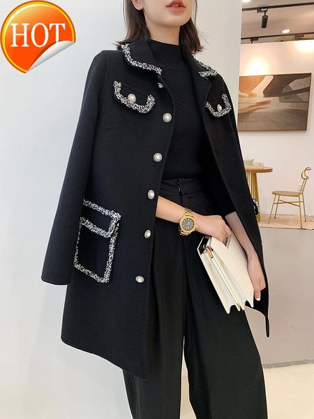 women's two piece pants overcoat double-sided cashmere mid-length 2021 autumn and winter slimming slim graceful 100% woolen coat, White
women's two piece pants overcoat double-sided cashmere mid-length 2021 autumn and winter slimming slim graceful 100% woolen coat, White