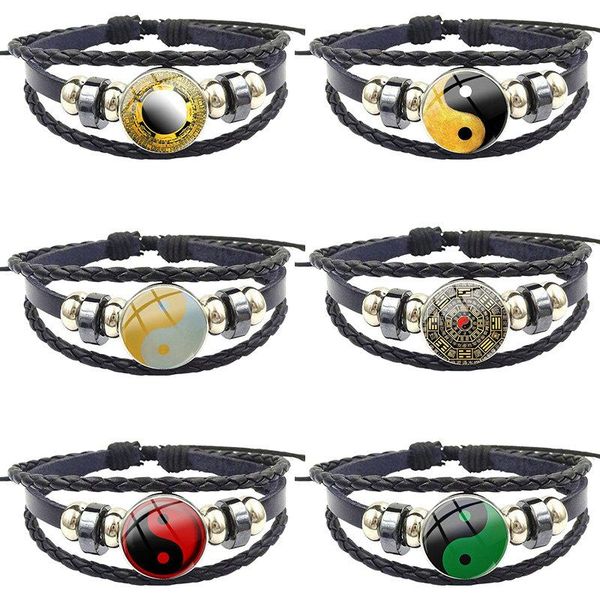 charm bracelets gold yin yang tai chi vintage jewelry with glass cabochon black leather bracelet bangle for women wedding gift, Golden;silver
charm bracelets gold yin yang tai chi vintage jewelry with glass cabochon black leather bracelet bangle for women wedding gift, Golden;silver