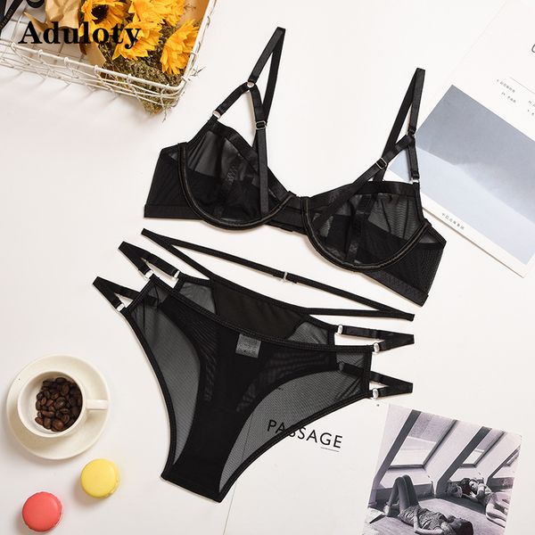 2021 new womens underwear set mesh thin section see-through hollow stitching sling erotic lingerie underwire bra panty set, Black;white
2021 new womens underwear set mesh thin section see-through hollow stitching sling erotic lingerie underwire bra panty set, Black;white
