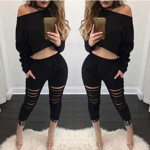 two piece dress now solid ripped 2 pieces set and pants women sweatshirts hollow out tracksuits pcasual crop suit hoodies slim, White
two piece dress now solid ripped 2 pieces set and pants women sweatshirts hollow out tracksuits pcasual crop suit hoodies slim, White