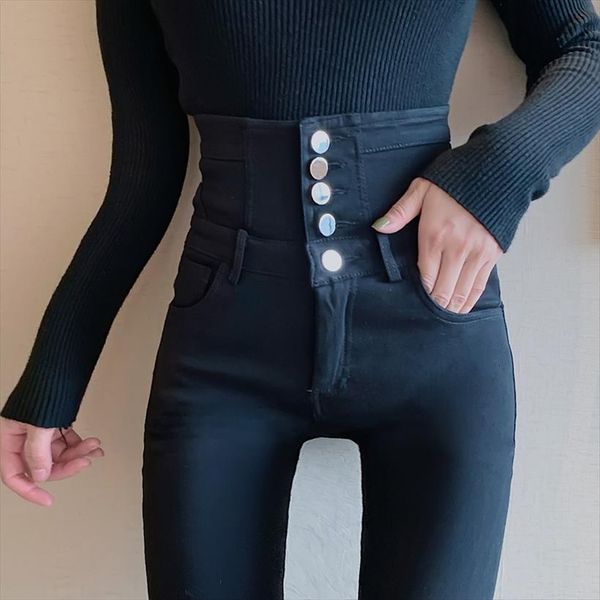 spring autumn high waist womens jeans buttons pant slim elastic stretch denim gray skinny pencil pants, Blue
spring autumn high waist womens jeans buttons pant slim elastic stretch denim gray skinny pencil pants, Blue