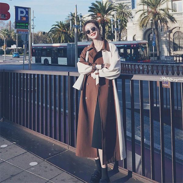 women's trench coats 2021 color matching windbreaker autumn double breasted thin long overcoat plus size british coat with belt, Tan;black
women's trench coats 2021 color matching windbreaker autumn double breasted thin long overcoat plus size british coat with belt, Tan;black