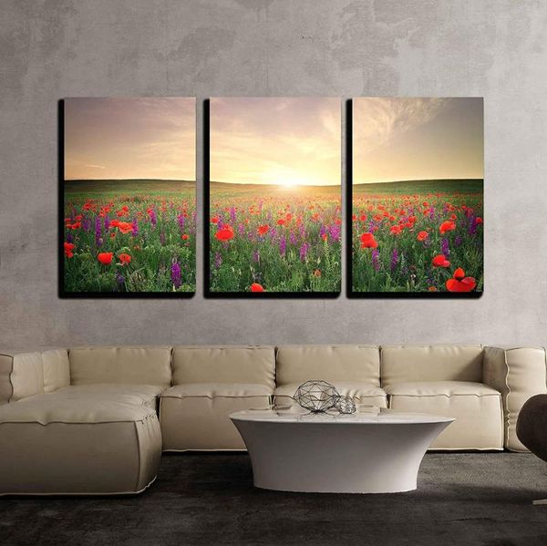 3-piece hd print poster canvas painting wall art - lawn, violets and red poppies against the setting sun home decor frame other
3-piece hd print poster canvas painting wall art - lawn, violets and red poppies against the setting sun home decor frame other