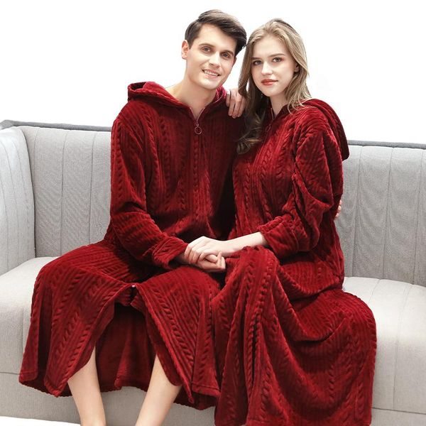 women's sleepwear long hooded zipper bathrobe for womens flannel fleece robes winter warm housecoat nightgown mens pajamas dressing gow, Black;red
women's sleepwear long hooded zipper bathrobe for womens flannel fleece robes winter warm housecoat nightgown mens pajamas dressing gow, Black;red