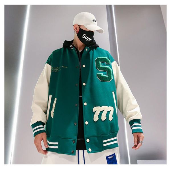men's jackets 2021 american letter embroidery coats street hip-hop stitching baseball uniform couple large size loose retro jacket, Black;brown
men's jackets 2021 american letter embroidery coats street hip-hop stitching baseball uniform couple large size loose retro jacket, Black;brown