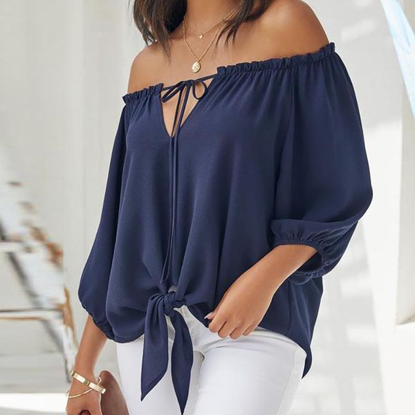 women's blouses & shirts women slash neck off shoulder elastic lace-up bow blouse loose pullovers long sleeve summer solid streetwear b, White
women's blouses & shirts women slash neck off shoulder elastic lace-up bow blouse loose pullovers long sleeve summer solid streetwear b, White