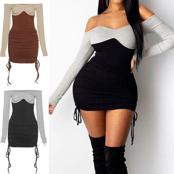 women mini knit dress soft comfortable off sshoulder long sleeve fashion skin-friendly sweater slim girls dresses casual, Black;gray
women mini knit dress soft comfortable off sshoulder long sleeve fashion skin-friendly sweater slim girls dresses casual, Black;gray