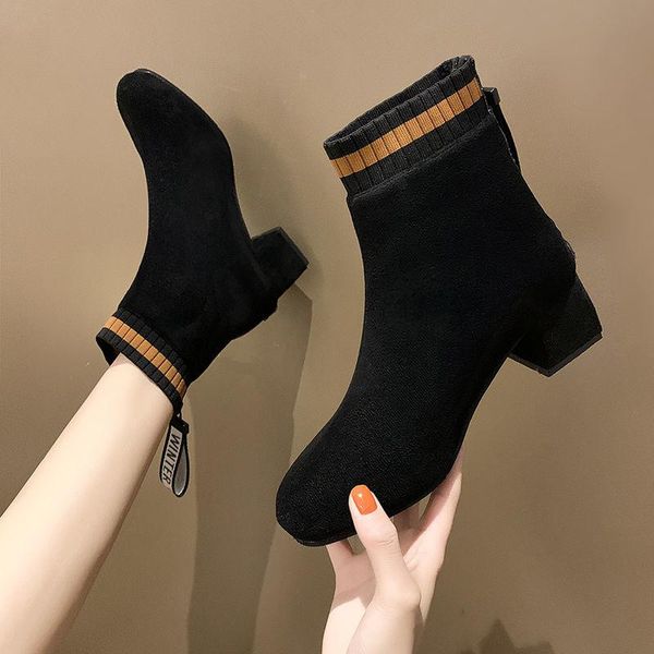 boots thick heel short women's fall versatile fashion fluffy fur warm inner fleece shoes, Black
boots thick heel short women's fall versatile fashion fluffy fur warm inner fleece shoes, Black