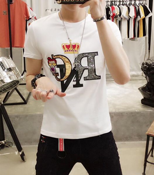 confortable men's casual t-shirt short-sleeved tshirts man rhinestone print slim fit tees male clothing size m-5xl - white/black
confortable men's casual t-shirt short-sleeved tshirts man rhinestone print slim fit tees male clothing size m-5xl - white/black