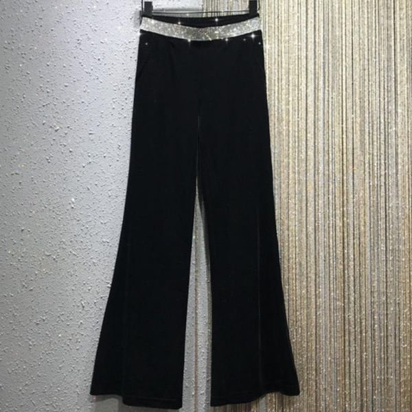 women's pants & capris 2021 spring fashion diamond elastic high waist velvet trousers women loose wide leg flare, Black;white
women's pants & capris 2021 spring fashion diamond elastic high waist velvet trousers women loose wide leg flare, Black;white