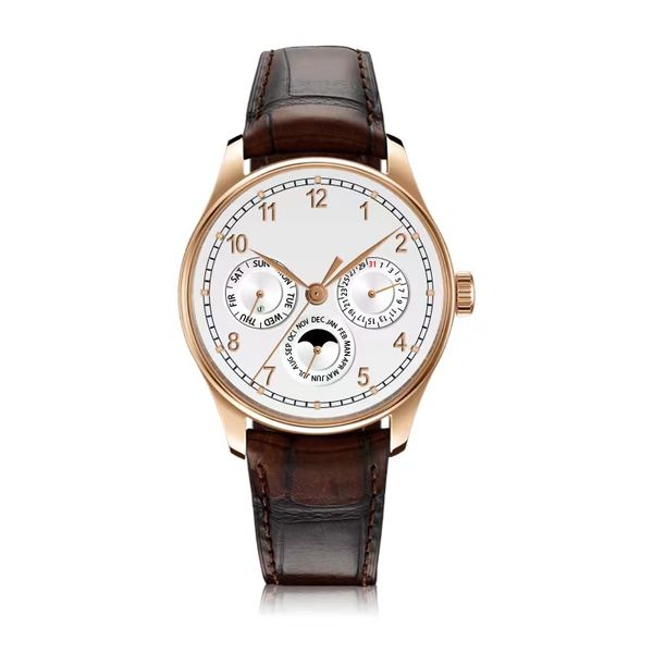 new perpetual calendar automatic mechanical watch 42mm iw344205 white dial moon phase rose gold case leather strap portugal requin brand, Slivery;brown
new perpetual calendar automatic mechanical watch 42mm iw344205 white dial moon phase rose gold case leather strap portugal requin brand, Slivery;brown