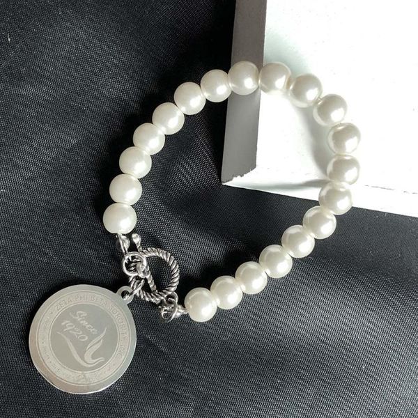 beaded, strands handmade greek sorority custom letter stainless steel pearl bracelet jewelry, Black
beaded, strands handmade greek sorority custom letter stainless steel pearl bracelet jewelry, Black