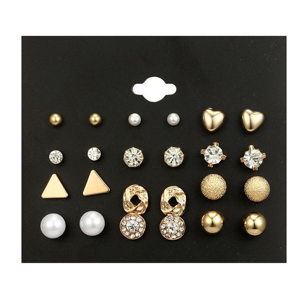 stud isinyee 12 pair/set small crystal round earrings for women heart pearl geometric clip on korean fashion jewelry, Golden;silver
stud isinyee 12 pair/set small crystal round earrings for women heart pearl geometric clip on korean fashion jewelry, Golden;silver