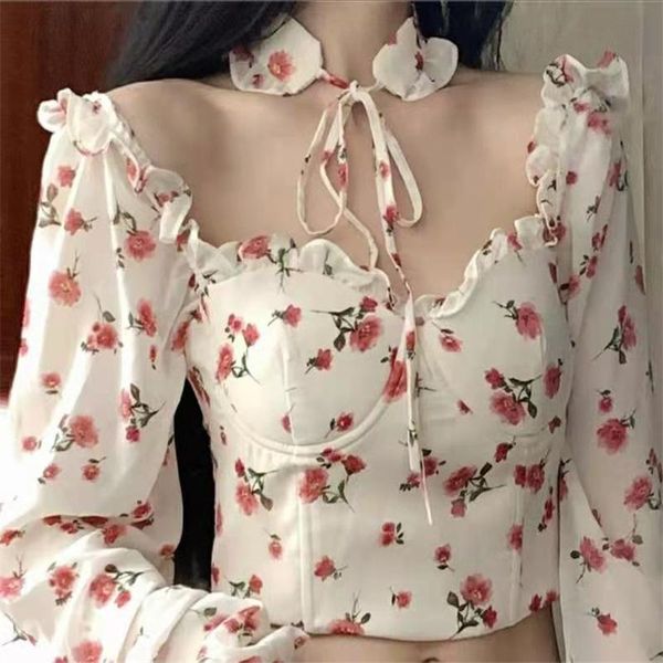 women's blouses & shirts women blouse ruffles gothic floral print elegant long sleeve summer lady crop clothing, White
women's blouses & shirts women blouse ruffles gothic floral print elegant long sleeve summer lady crop clothing, White