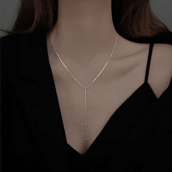 chains 925 sterling silver round bead tassel necklace female summer simple clavicle chain long geometric woman custom jewelry
chains 925 sterling silver round bead tassel necklace female summer simple clavicle chain long geometric woman custom jewelry