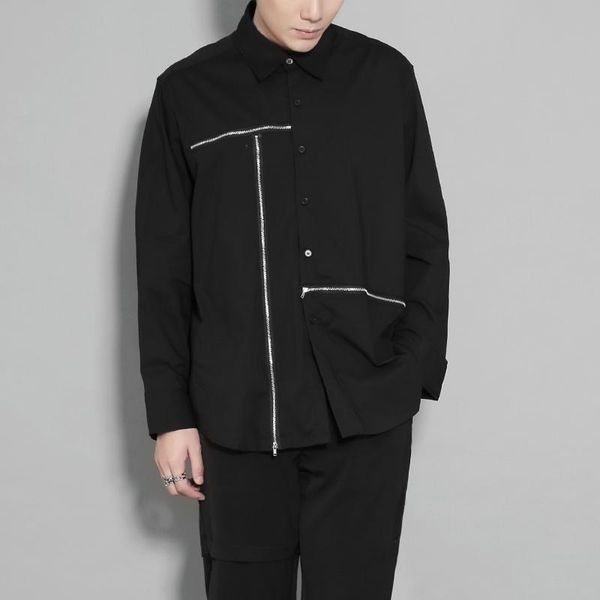 men's casual shirts 2021 custom autumn original hong kong wind niche personality irregular zipper splicing long-sleeve shirt male tide, White;black
men's casual shirts 2021 custom autumn original hong kong wind niche personality irregular zipper splicing long-sleeve shirt male tide, White;black