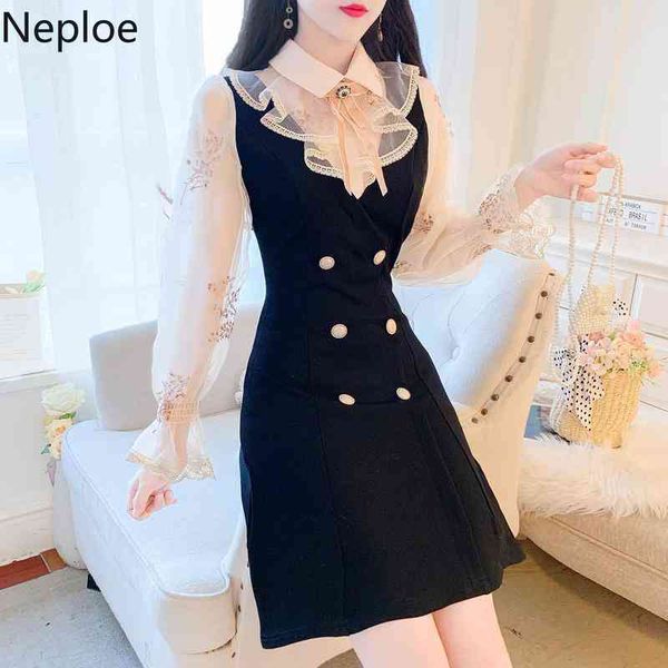 neploe dress female lace peter pan collar patchwork gauze fake two piece dresses bow ruffle flare sleeve elegant vestidos 210422, Black;gray
neploe dress female lace peter pan collar patchwork gauze fake two piece dresses bow ruffle flare sleeve elegant vestidos 210422, Black;gray