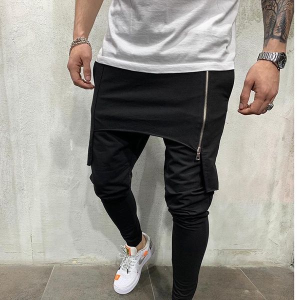 men's pants mens trousers solid color elastic waist loose hip-hop casual fake two pieces of fashionable, Black
men's pants mens trousers solid color elastic waist loose hip-hop casual fake two pieces of fashionable, Black