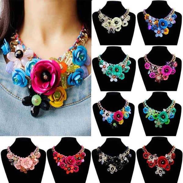 n504 colorful flower pendant rope braided necklace short clavicle exaggerated accessories for women, Black
n504 colorful flower pendant rope braided necklace short clavicle exaggerated accessories for women, Black