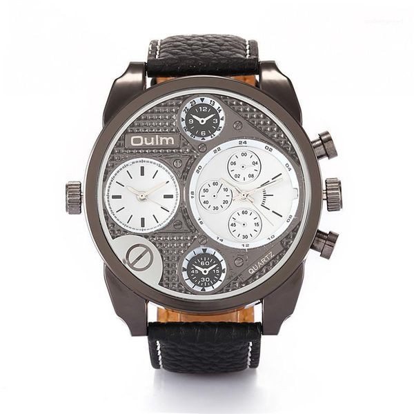 wristwatches mens watches brand oulm 22mm leather strap fashion design 2 time zone large dial casual quartz watch reloj hombre grande, Slivery;brown
wristwatches mens watches brand oulm 22mm leather strap fashion design 2 time zone large dial casual quartz watch reloj hombre grande, Slivery;brown