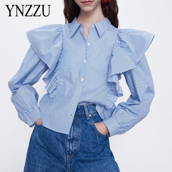 women's blouses & shirts elegant women blue stripe cotton blouse 2021 spring summer ruffles loose casual female shirt turn down collar, White
women's blouses & shirts elegant women blue stripe cotton blouse 2021 spring summer ruffles loose casual female shirt turn down collar, White
